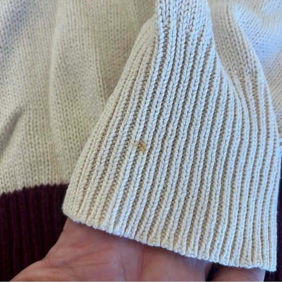 Luck Brand Color Block Pullover Crewneck Sweater Cotton Blend Purple Sz XL - Picture 5 of 10